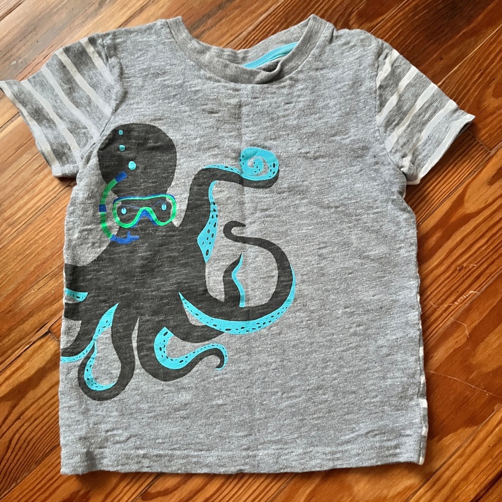 Mini Boden 4T Gray Octopus Kids T-Shirt